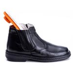 Bota Masculina Total Comfort Anti Stress em Couro de Carneiro Preto com Zíper