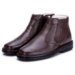 Bota Masculina Total Comfort Anti Stress em Couro de Carneiro Café com Zíper