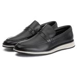 Sapato Masculino Loafer Slip On Sport em Couro Bovino Preto