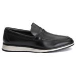 Sapato Masculino Loafer Slip On Sport em Couro Bovino Preto