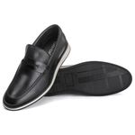Sapato Masculino Loafer Slip On Sport em Couro Bovino Preto
