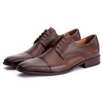 Sapato Social Derby Masculino Mônaco em Couro Naturaly Pinhão