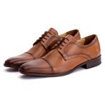 Sapato Social Derby Masculino Mônaco em Couro Naturaly Whisky