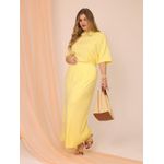 Conjunto Tricô saia midi e blusa Luísa Amarelo