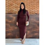 Vestido Longo Drapeado - MARROM