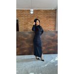 Vestido Longo Drapeado - PRETO