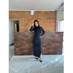 Vestido Longo Drapeado - PRETO