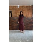 Vestido Longo Drapeado - MARROM