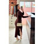 Vestido Longo Drapeado - MARROM