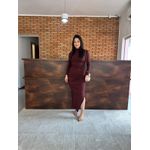 Vestido Longo Drapeado - MARROM