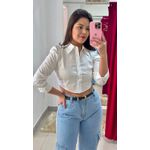Camisa Cropped Manga Bufante - BRANCA 
