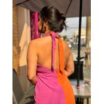Vestido Longo Linho Bicolor - PINK/LARANJA
