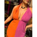 Vestido Longo Linho Bicolor - PINK/LARANJA