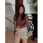 Body Tule Drapeado - Marrom