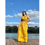 Vestido Longo Acetinado - MOSTARDA
