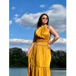 Vestido Longo Acetinado - MOSTARDA