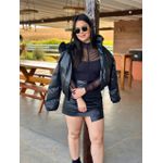 Jaqueta Puffer Couro Fake - PRETA