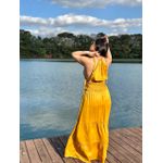 Vestido Longo Acetinado - MOSTARDA