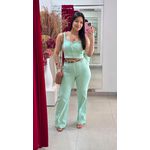 Conjunto Sarja (Calça+Cropped) - VERDE 