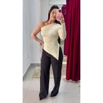 Blusa Assimétrica Canelada - NUDE