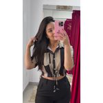 Camisa Crepe Listras - PRETA