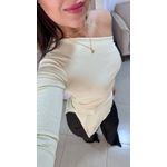 Blusa Assimétrica Canelada - NUDE