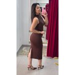 Vestido Midi Drapeado Regata - MARROM 