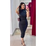 Vestido Midi Drapeado Regata - PRETO 