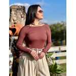 Body Poliamida Decote Costas - MARROM