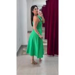 Vestido Midi Nula Manga Sarja- VERDE