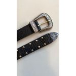 Cinto Ilhós Fivela Prata - PRETO