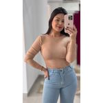 Cropped Tricot Manga Bufante - NUDE