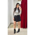 Blusa Manga Longa Tricot Gola Alta - CINZA