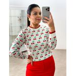 Blusa Tricot Cereja - BRANCO