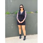 Body Tule Transparência Xadrez - PRETO/BRANCO