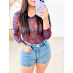 Body Tule Transparência Xadrez - AZUL/ROSA