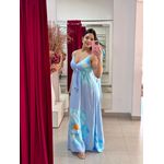 Vestido Longo Estampado - AZUL