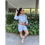 Conjunto Linho (Short+Camisa) - AZUL