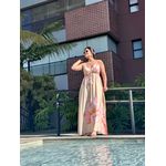 Vestido Longo Estampado - NUDE