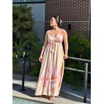 Vestido Longo Estampado - NUDE