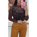 Body Tule Estampado- PRETO