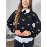 Blusa Trico Amanda Preto com Nude