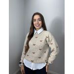 Blusa Trico Amanda Creme com Nude