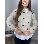 Blusa Trico Amanda Creme com Preto 