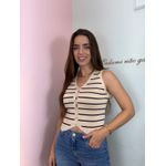 Colete Lira Creme Listrado 