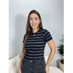Blusa Ananda Basic Preto Listrado