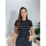 Blusa Ananda Basic Preto Listrado