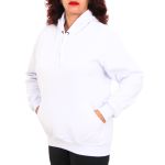 Blusa Avulsa Moletom Feminino Canguru com Capuz Branco