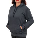 Blusa Avulsa Moletom Feminino Canguru com Capuz Chumbo