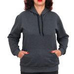 Blusa Avulsa Moletom Feminino Canguru com Capuz Chumbo